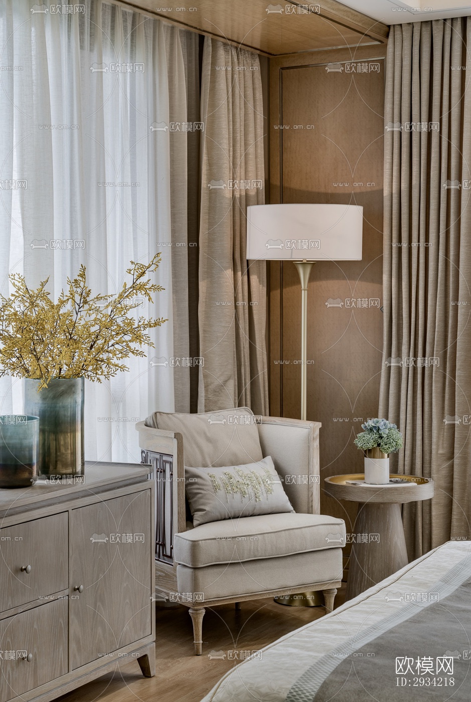 新中式复式效果图下载（渲染图5）