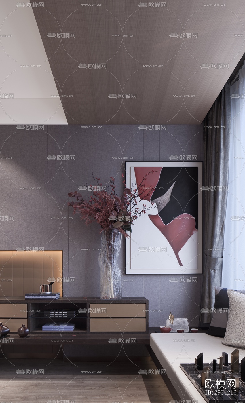 新中式复式效果图下载（渲染图9）