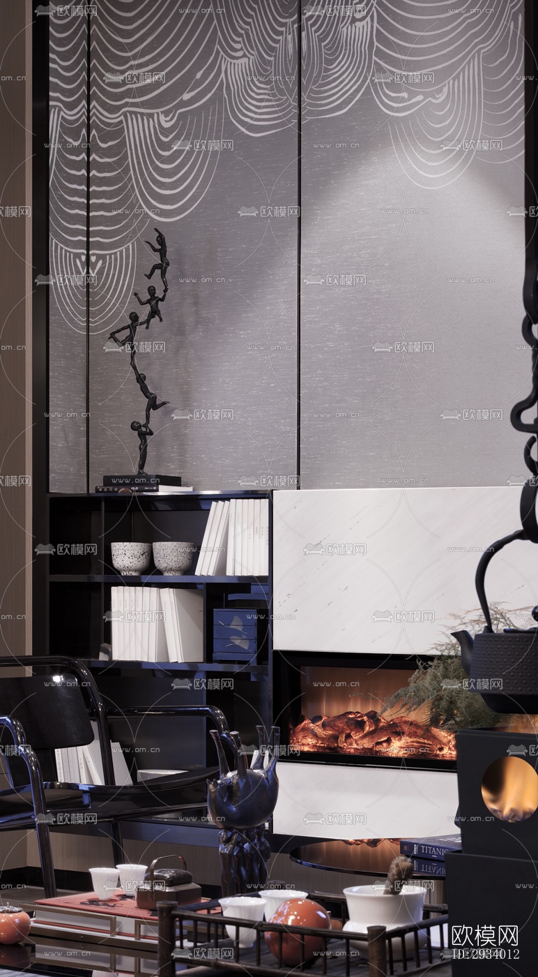 新中式别墅效果图下载（渲染图10）