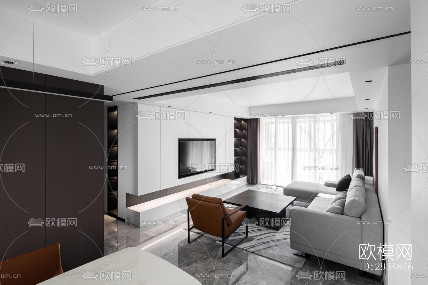 现代平层效果图下载（渲染图13）