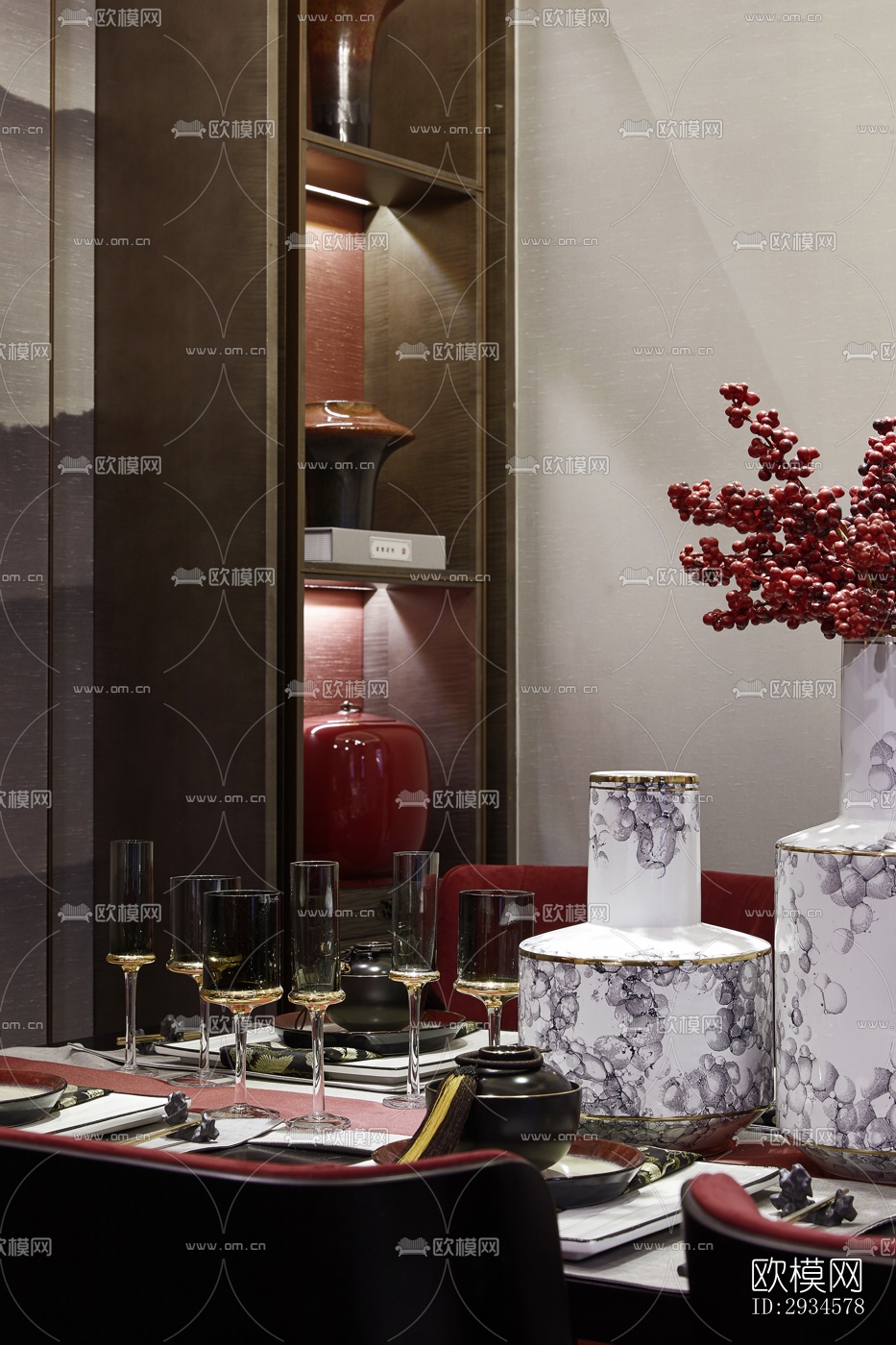 新中式平层效果图下载（渲染图17）