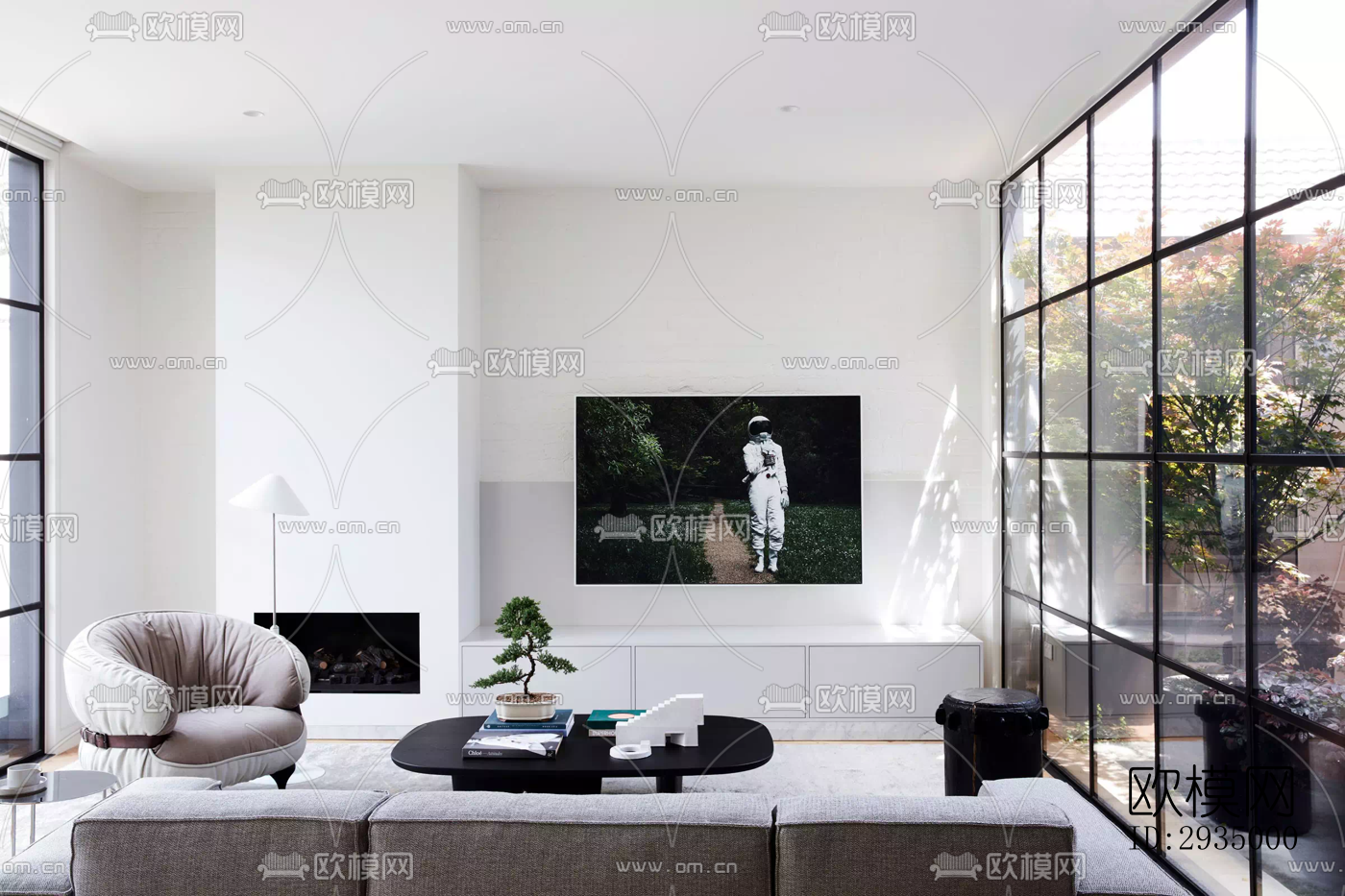 现代平层效果图下载（渲染图1）