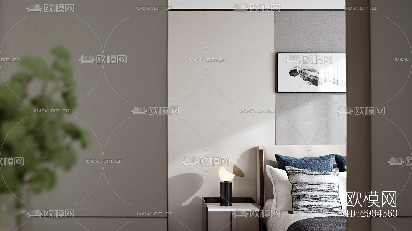 新中式平层效果图下载（渲染图4）