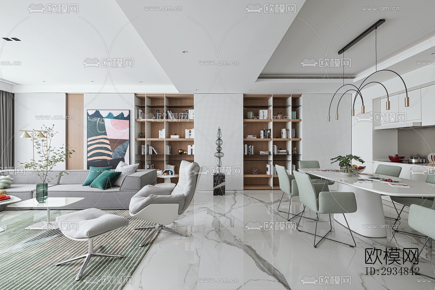 现代平层效果图下载（渲染图6）