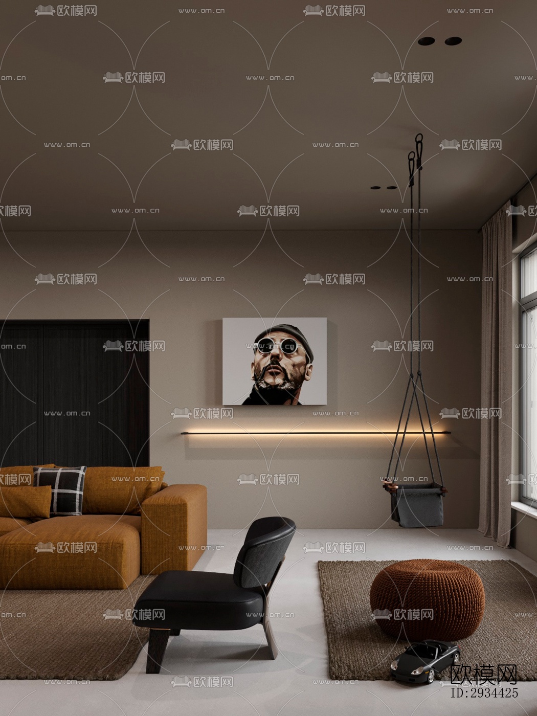 北欧平层效果图下载（渲染图1）