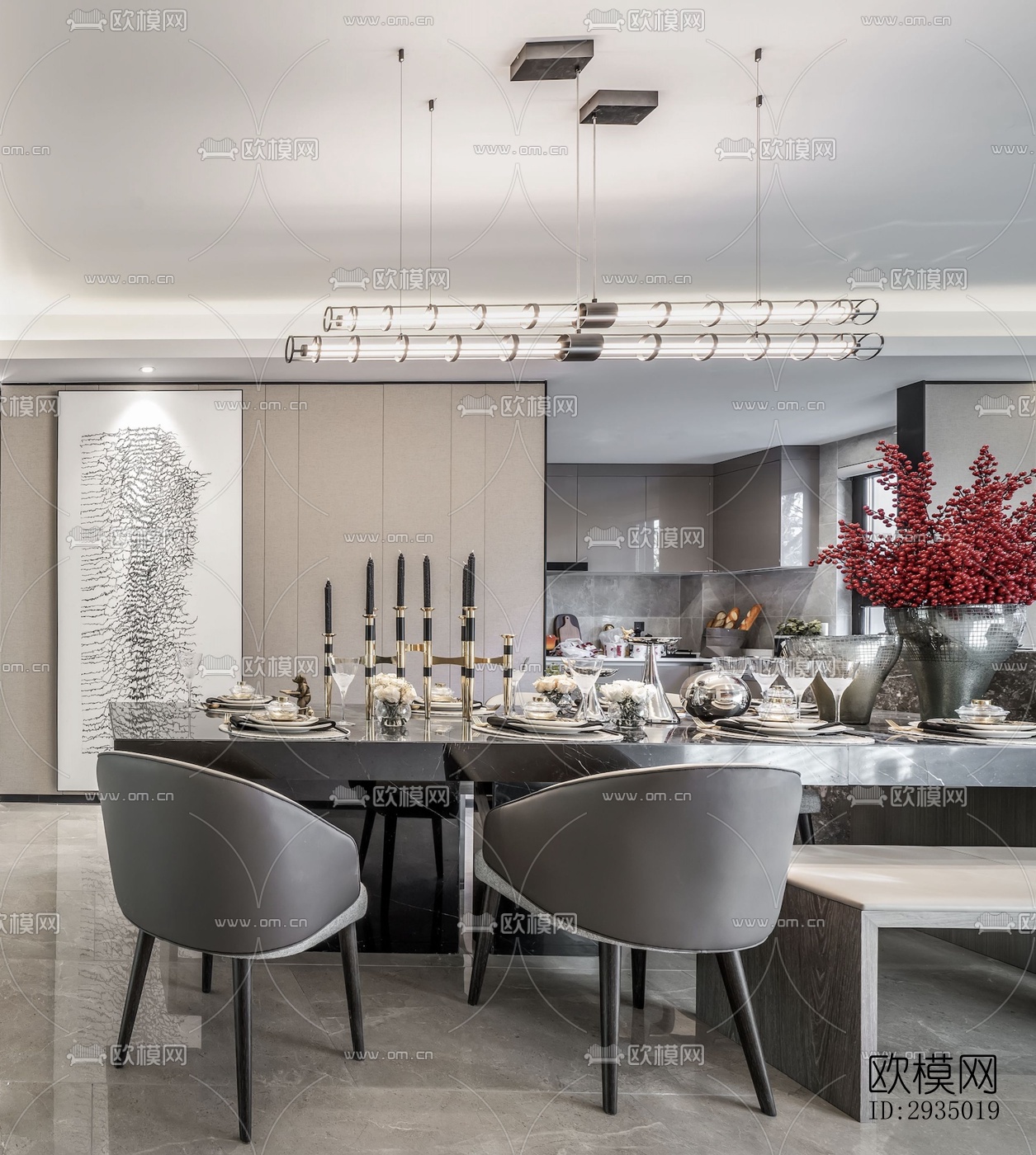 现代平层效果图下载（渲染图9）