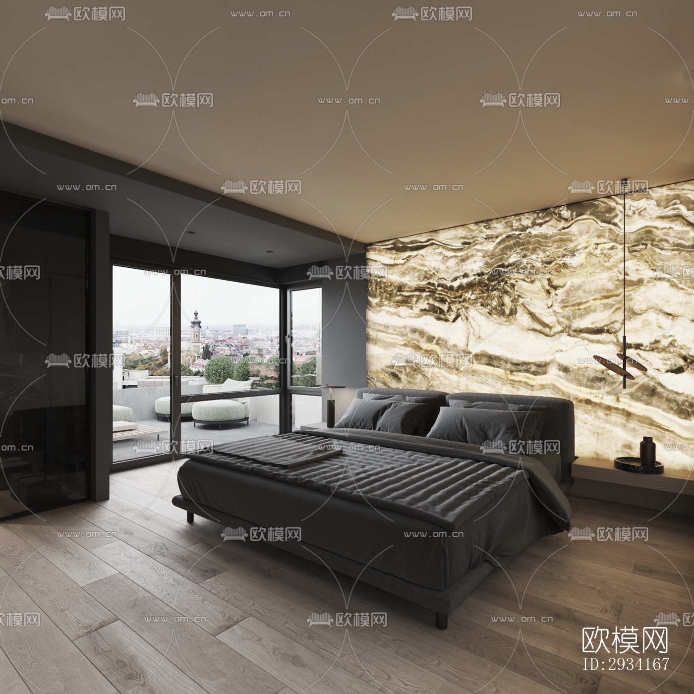 高级灰别墅效果图下载（渲染图5）