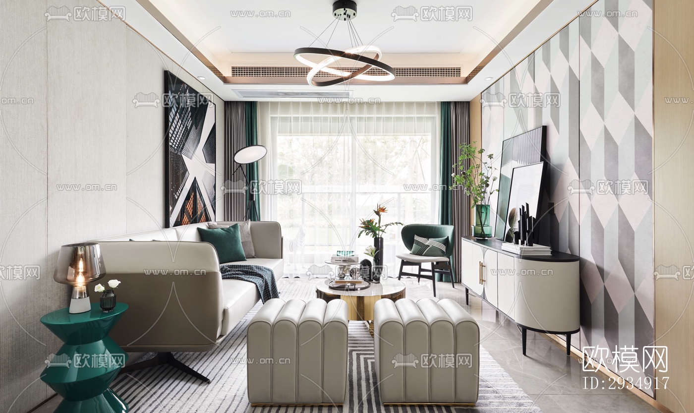 现代平层效果图下载（渲染图1）