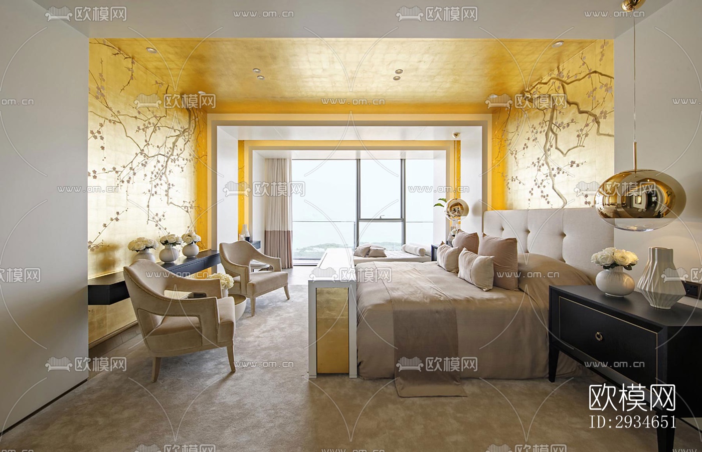 新中式平层效果图下载（渲染图8）