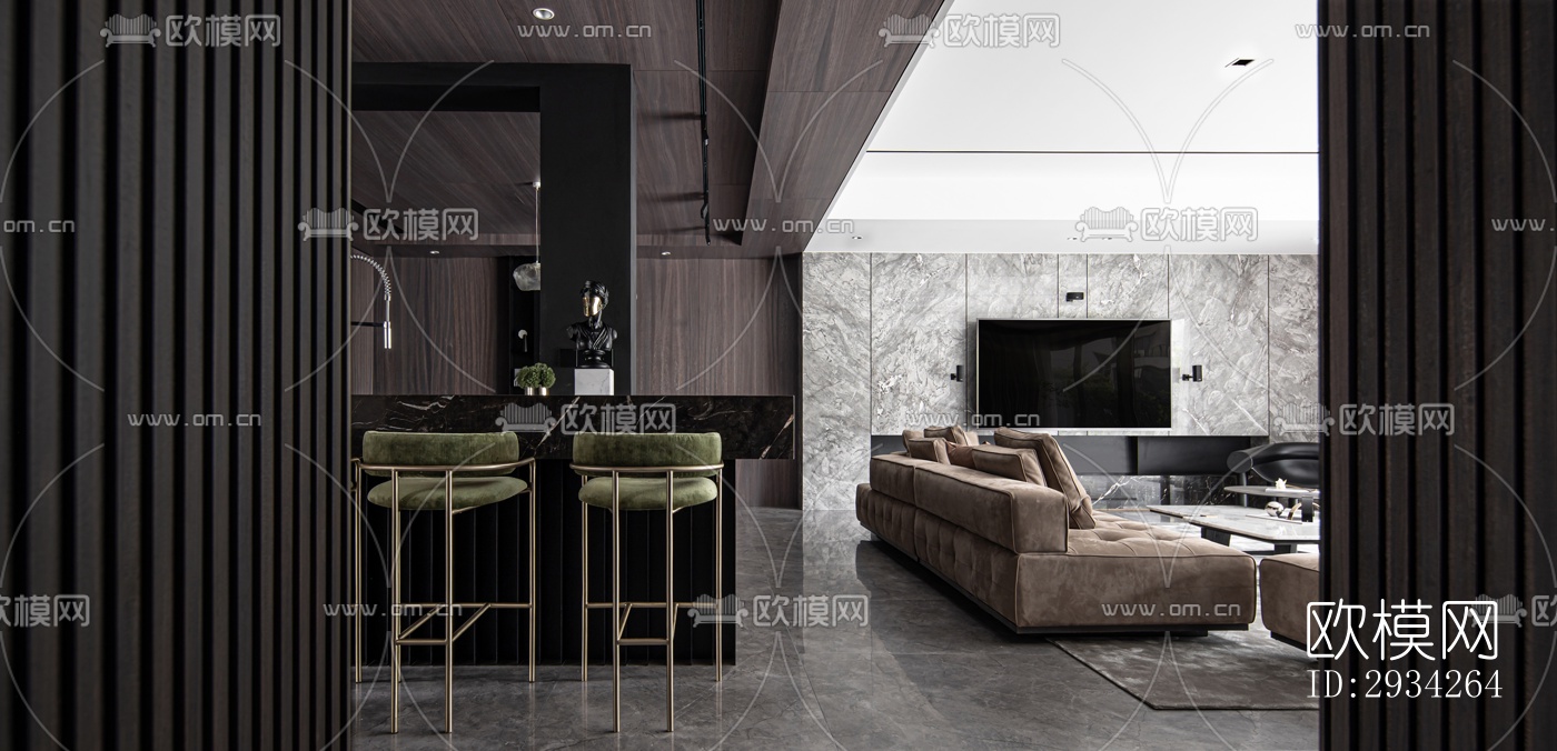 现代复式效果图下载（渲染图6）