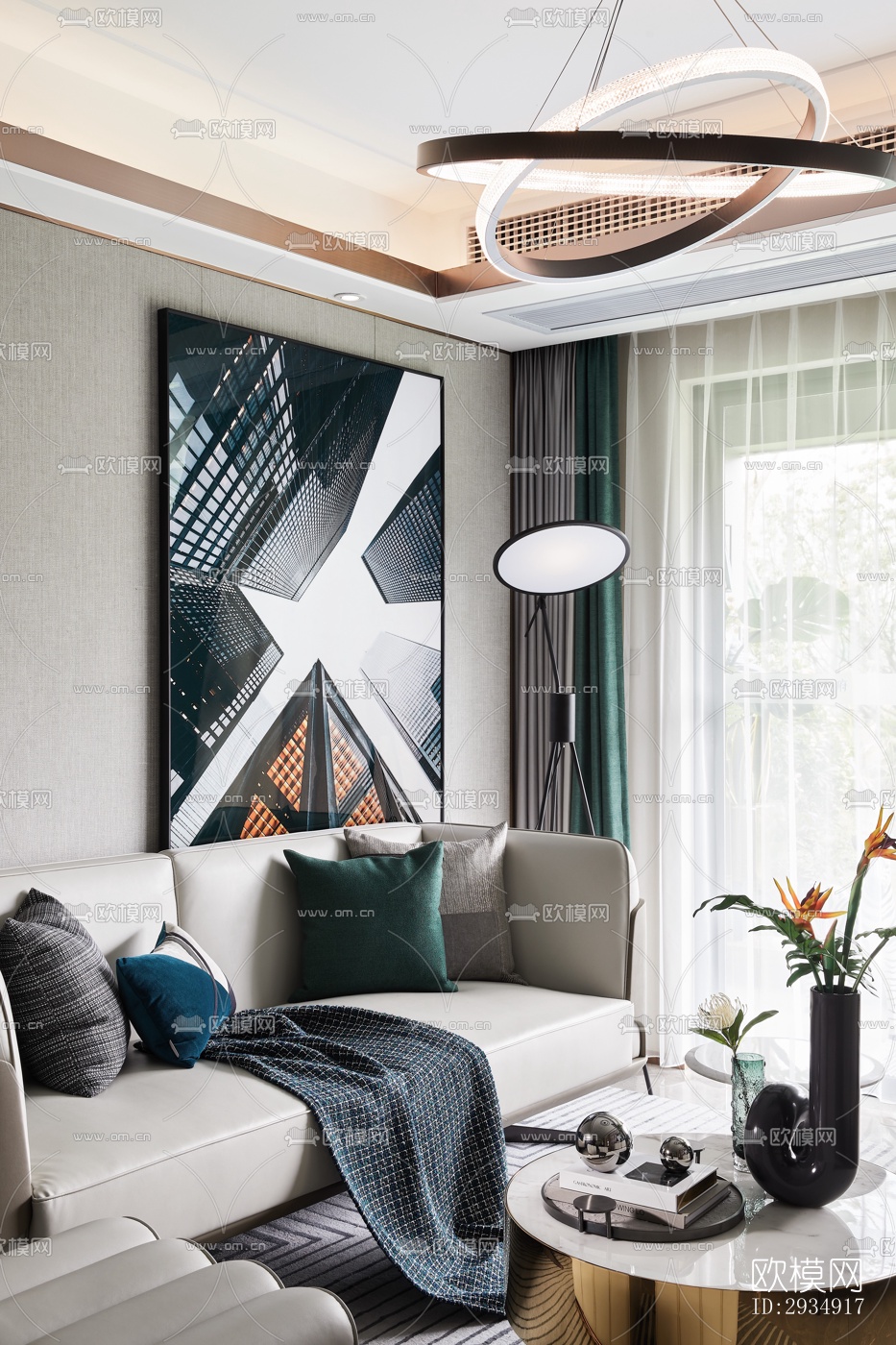 现代平层效果图下载（渲染图2）