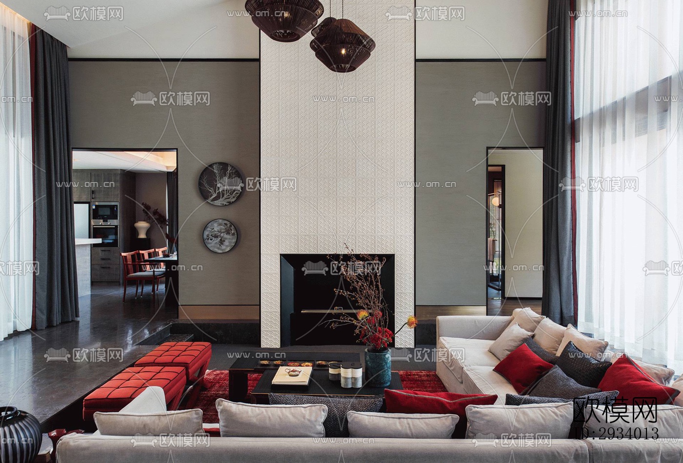 新中式别墅效果图下载（渲染图2）