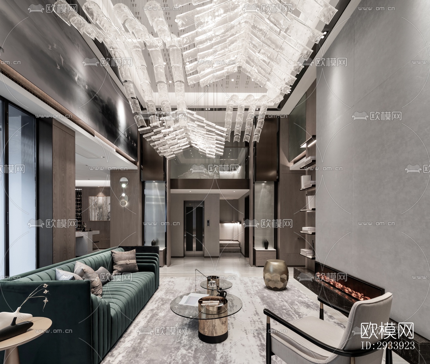 新中式别墅效果图下载（渲染图16）