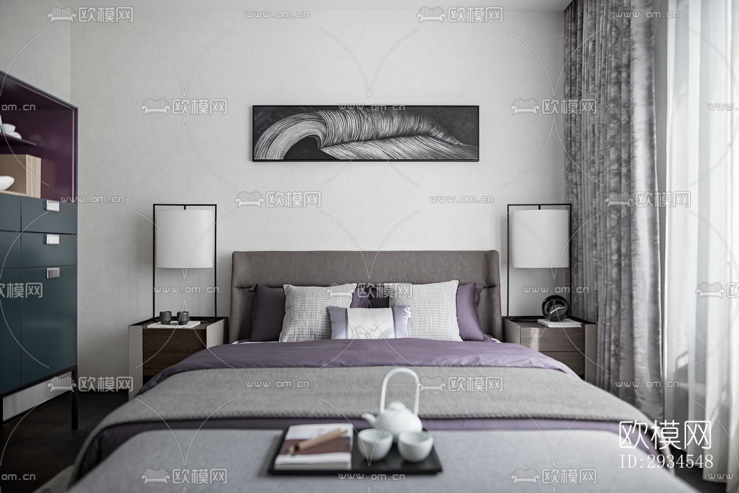 新中式平层效果图下载（渲染图8）