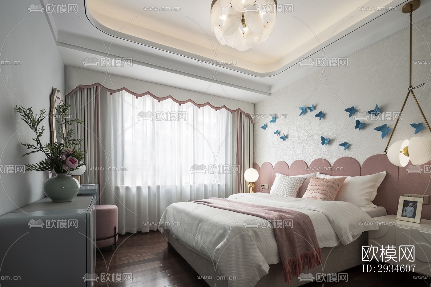 新中式平层效果图下载（渲染图17）