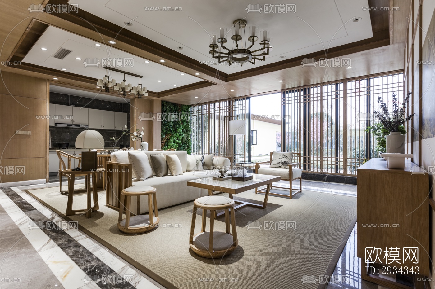 中式平层效果图下载（渲染图20）