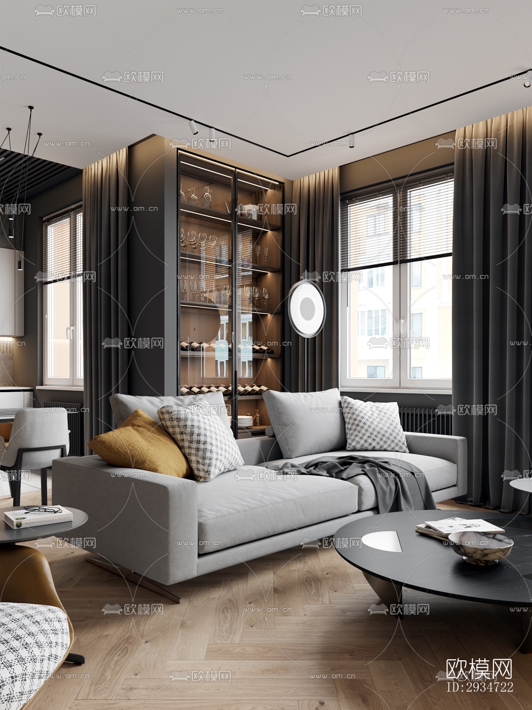 现代平层效果图下载（渲染图8）