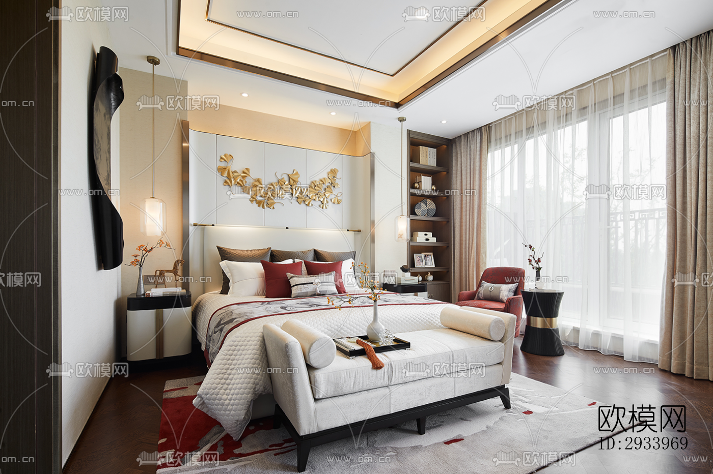 新中式别墅效果图下载（渲染图7）