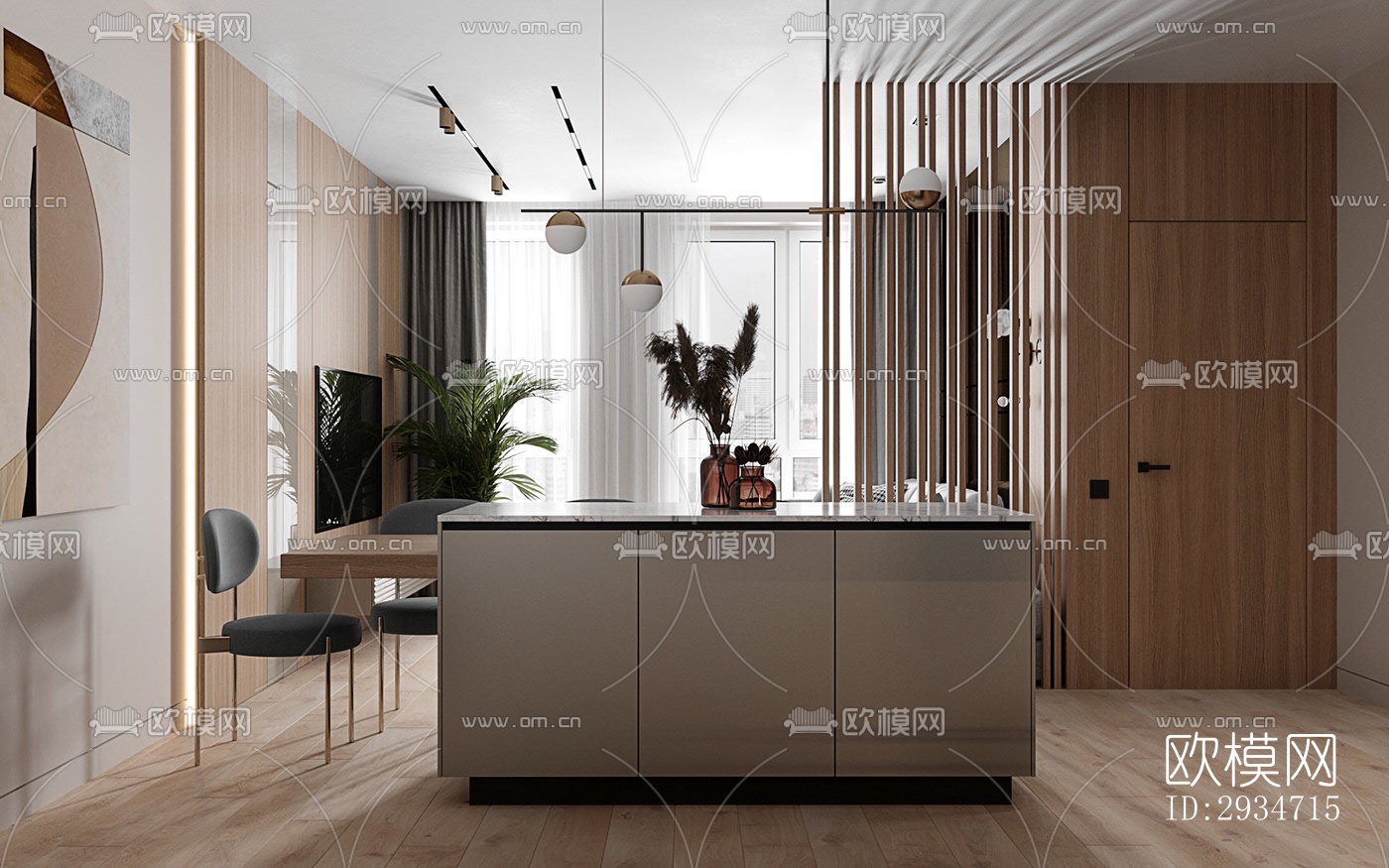 现代平层效果图下载（渲染图16）