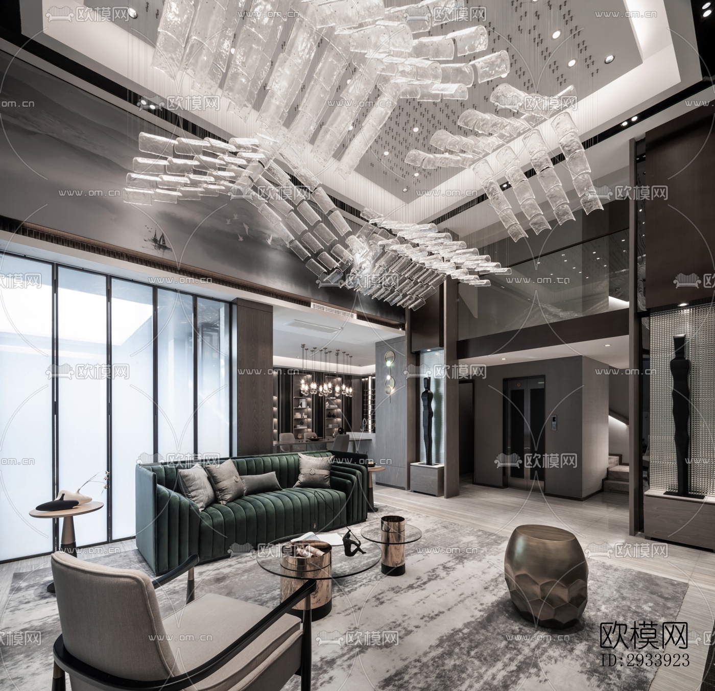 新中式别墅效果图下载（渲染图5）