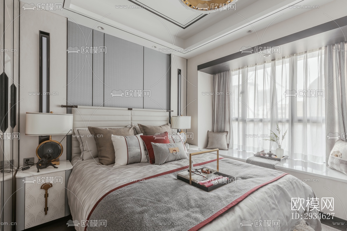 新中式平层效果图下载（渲染图8）