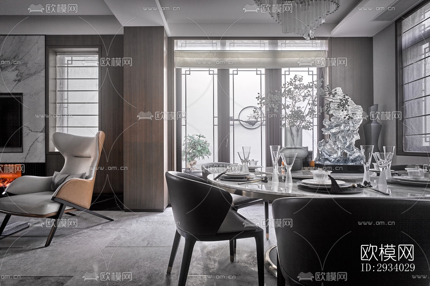 新中式别墅效果图下载（渲染图1）