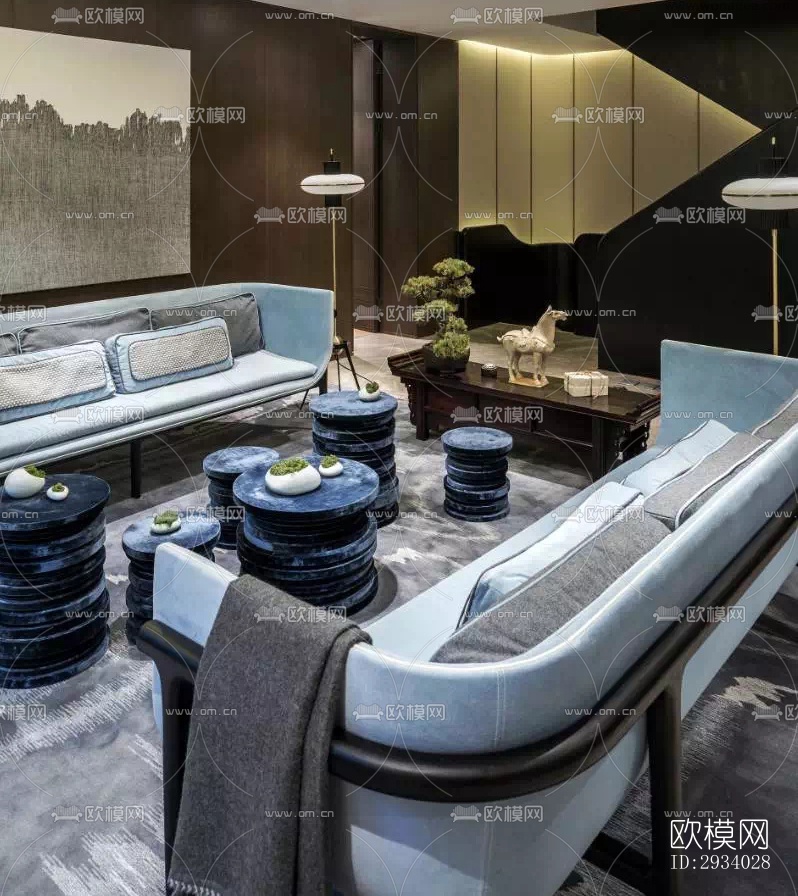 新中式别墅效果图下载（渲染图9）