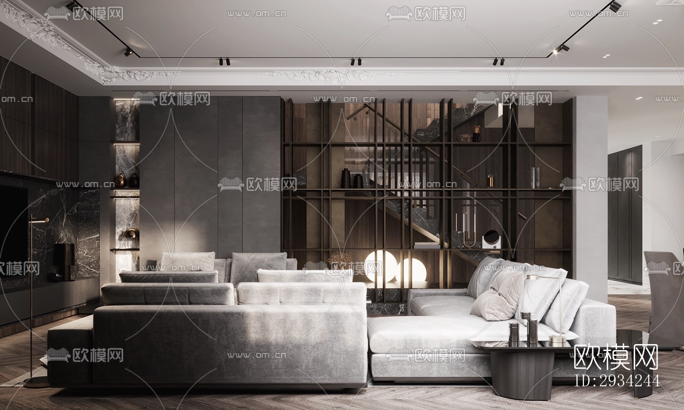 现代复式效果图下载（渲染图10）