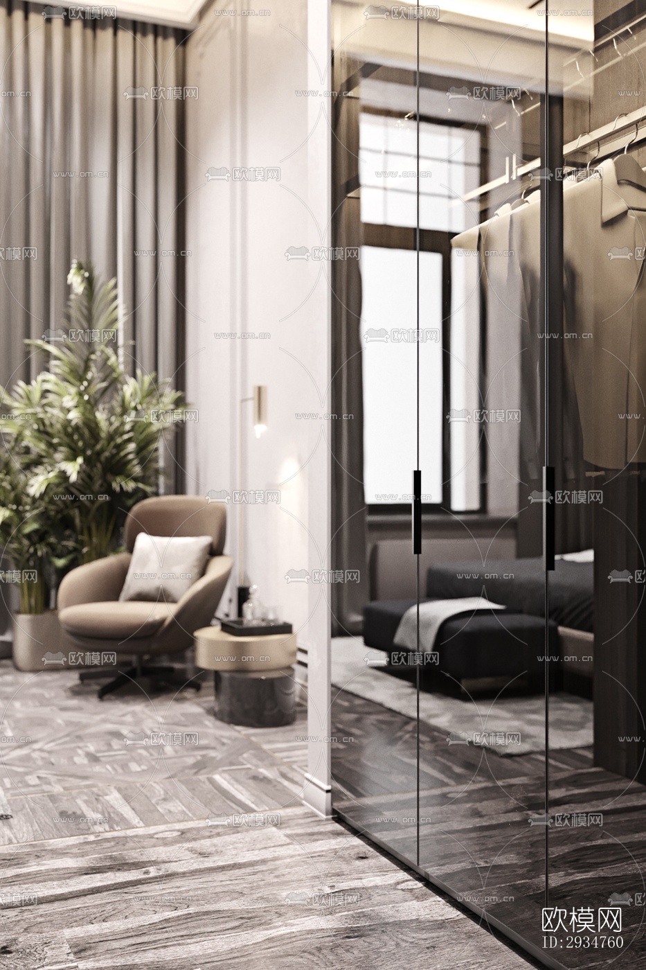 现代平层效果图下载（渲染图9）