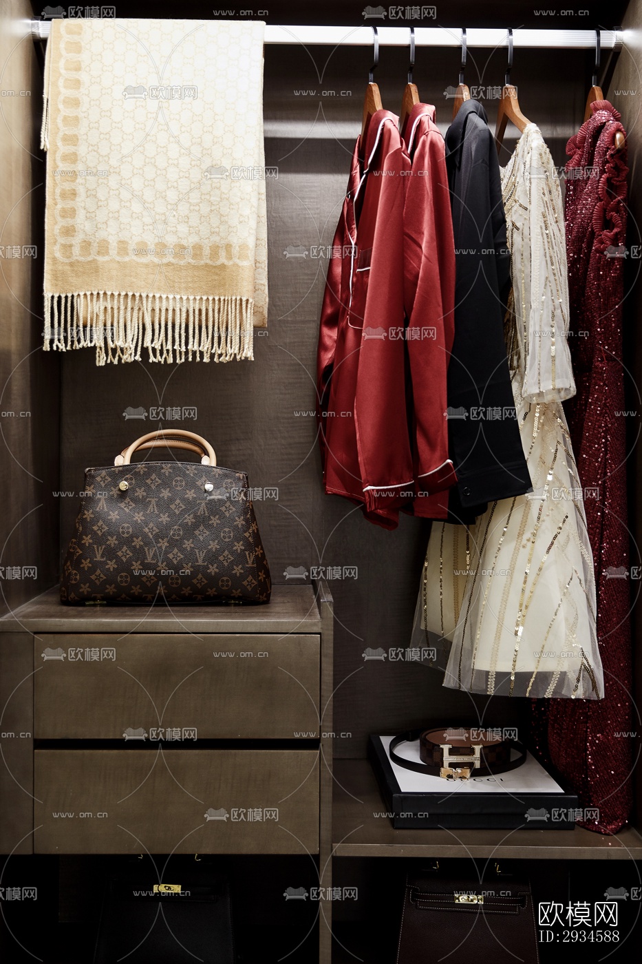 新中式平层效果图下载（渲染图11）