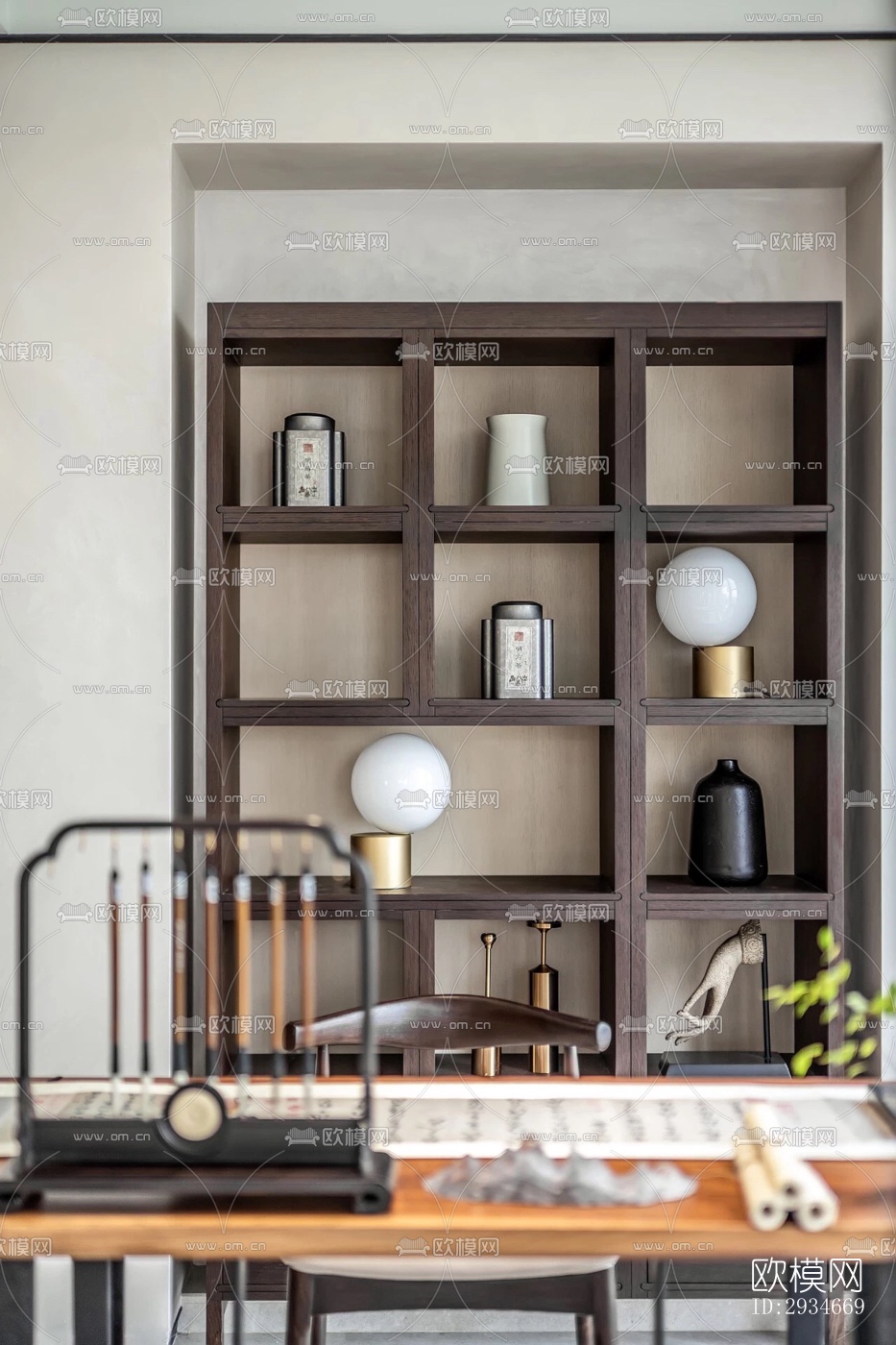 新中式平层效果图下载（渲染图4）