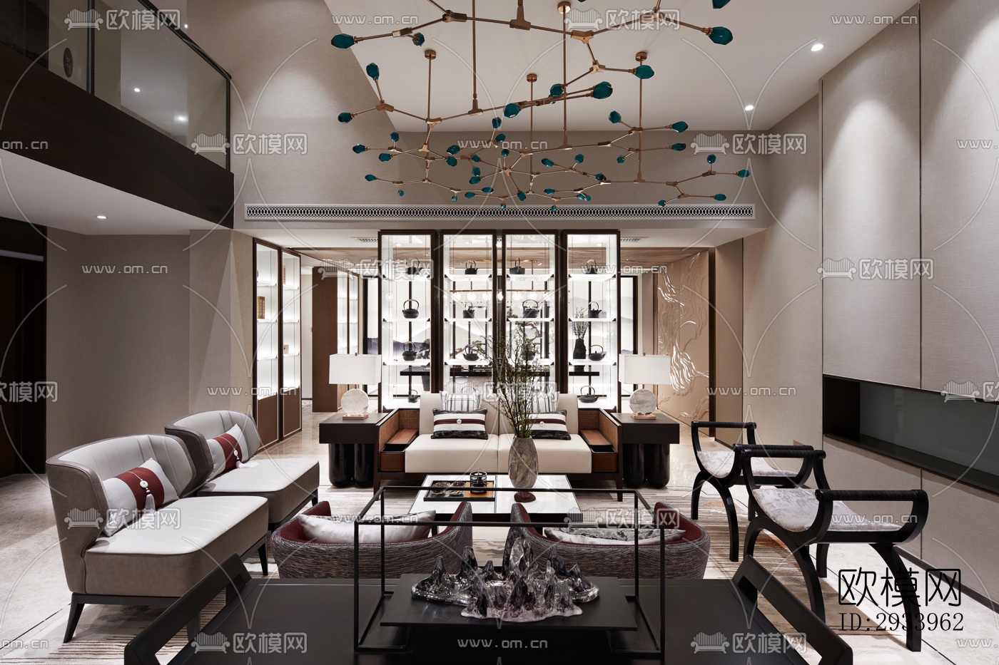 新中式别墅效果图下载（渲染图12）