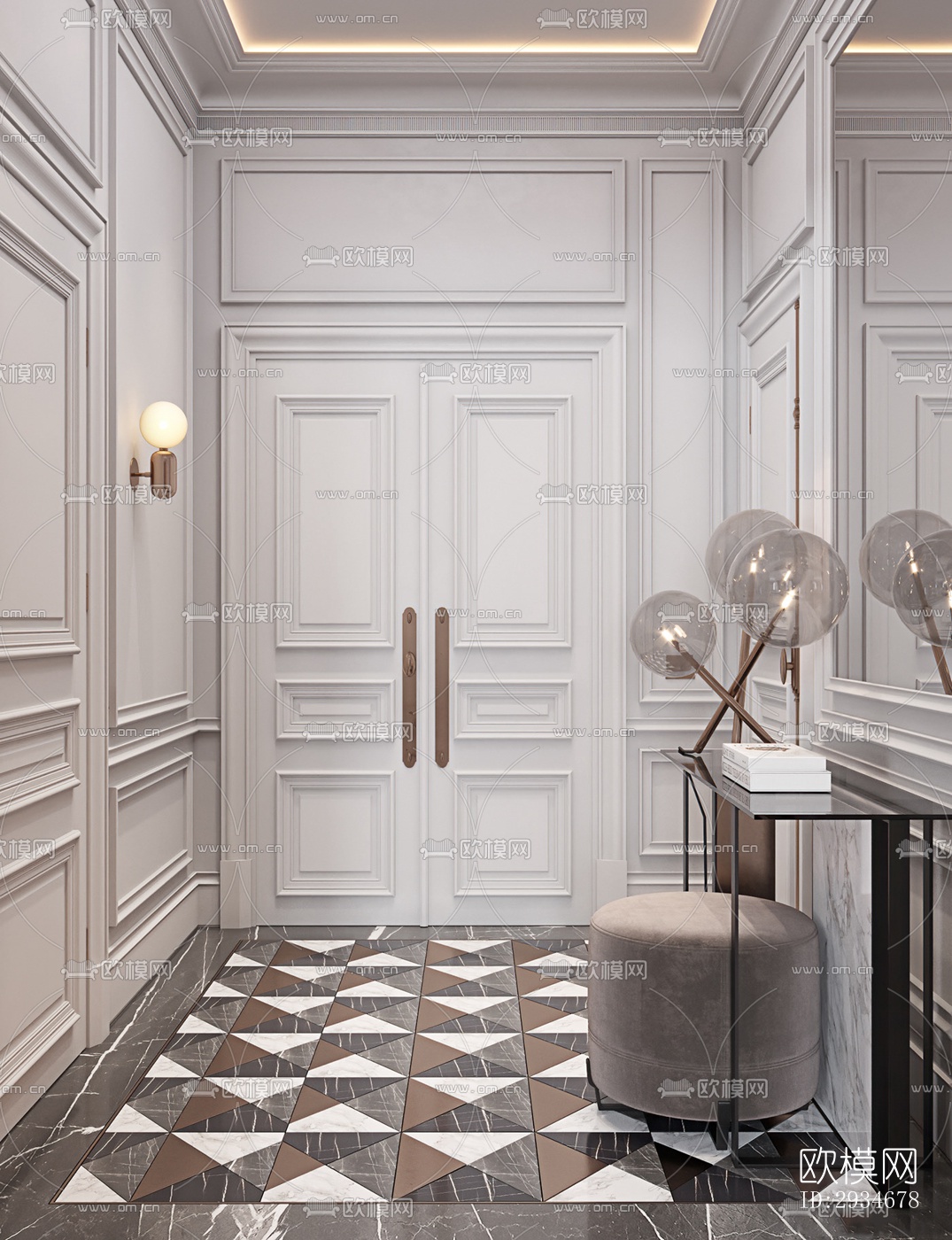 欧式平层效果图下载（渲染图1）