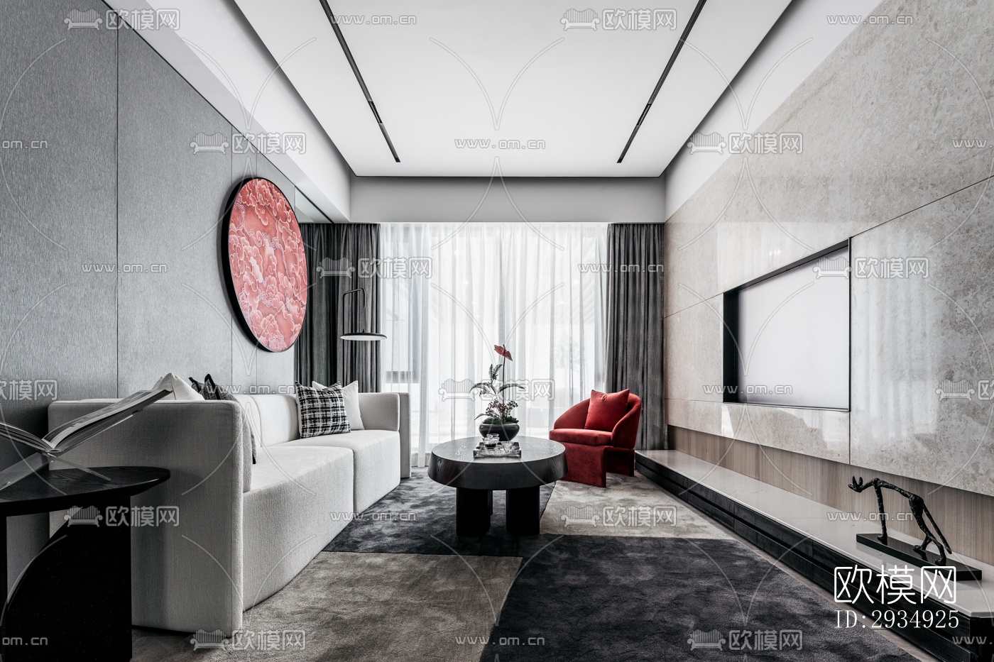 现代平层效果图下载（渲染图4）