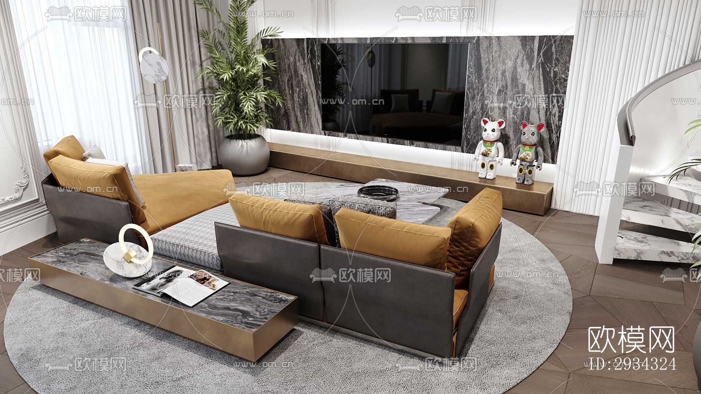 现代复式效果图下载（渲染图12）