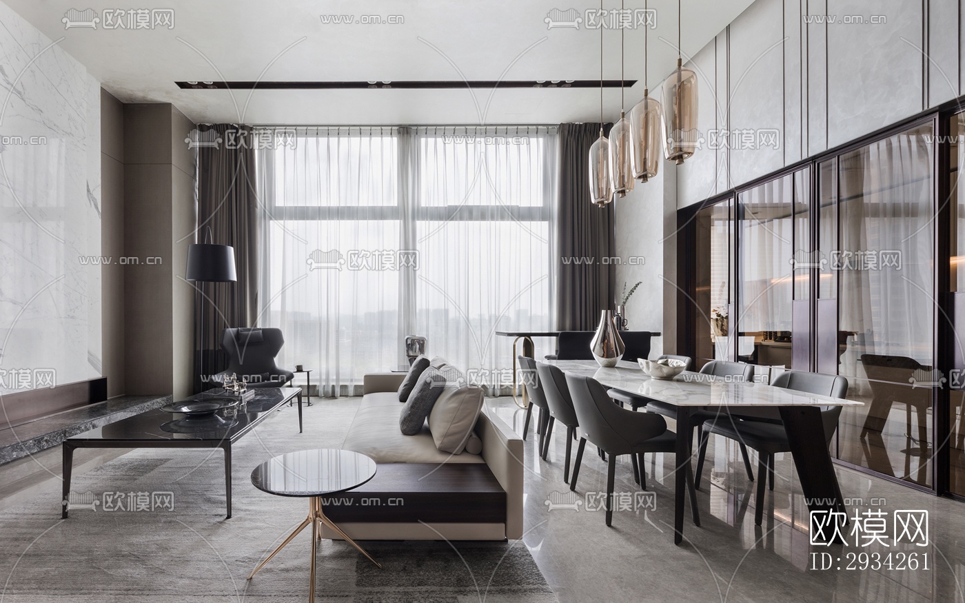 现代复式效果图下载（渲染图14）