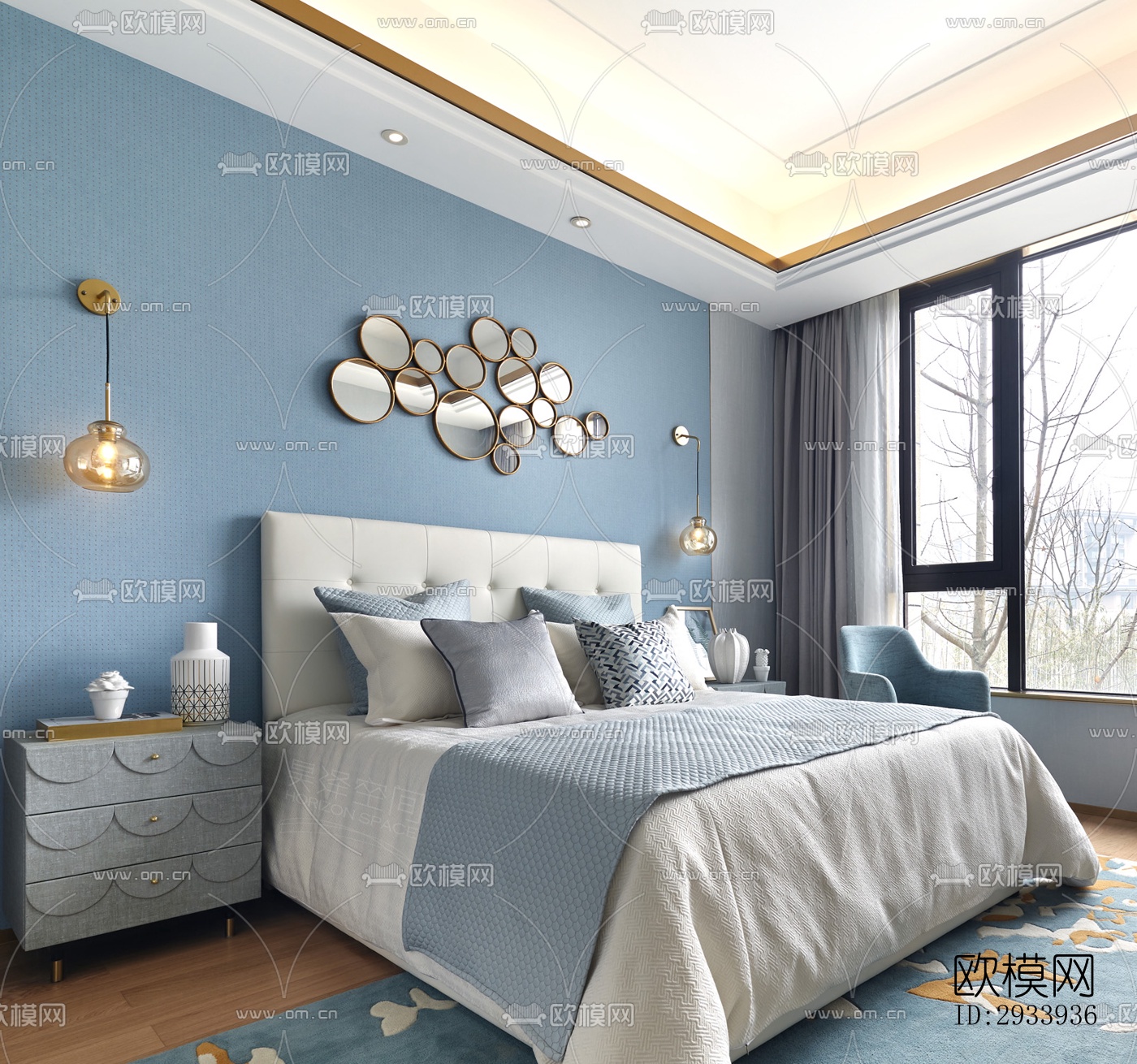 新中式别墅效果图下载（渲染图11）