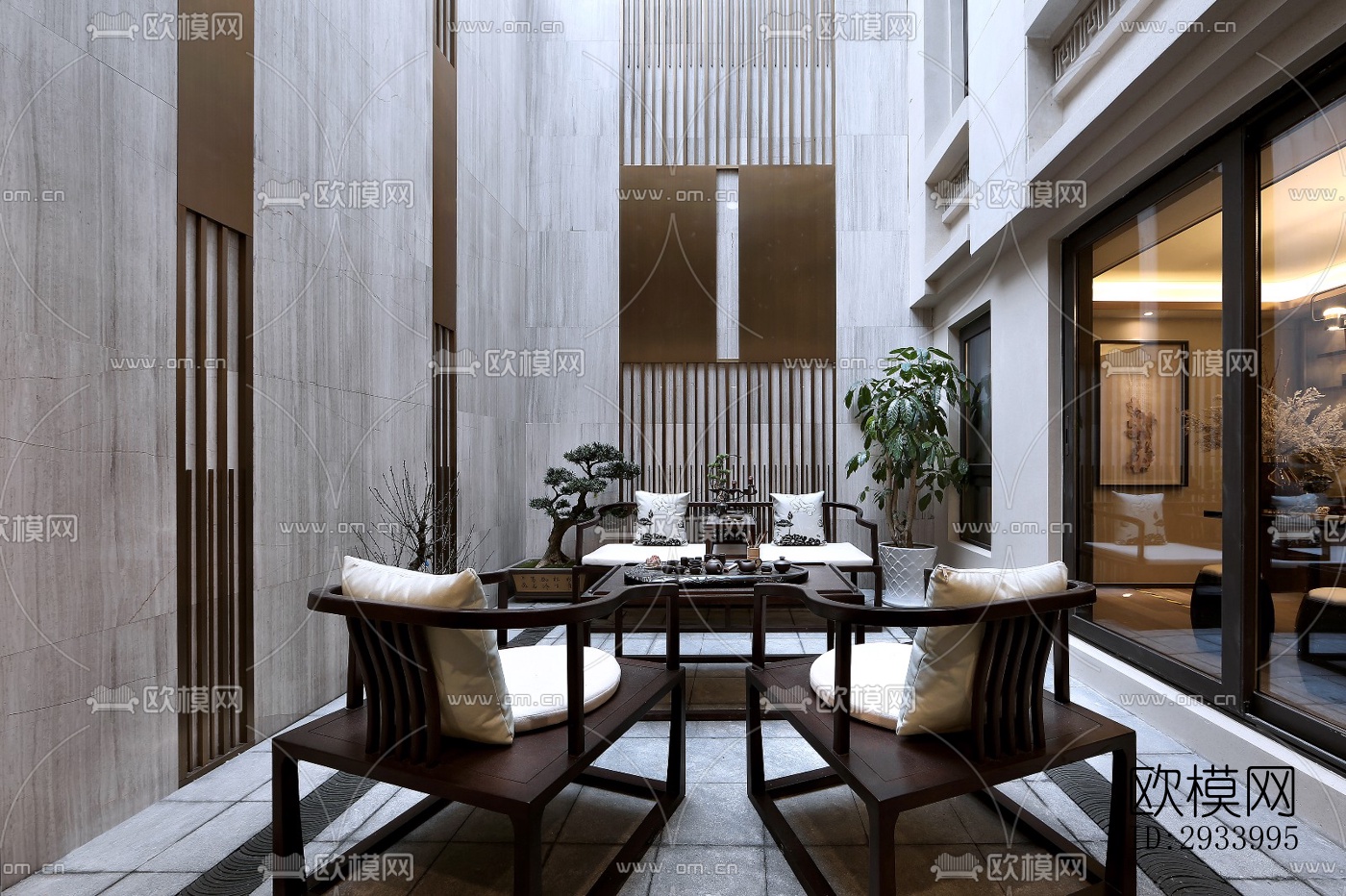 新中式别墅效果图下载（渲染图13）