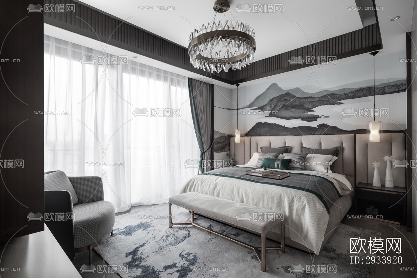 新中式别墅效果图下载（渲染图10）