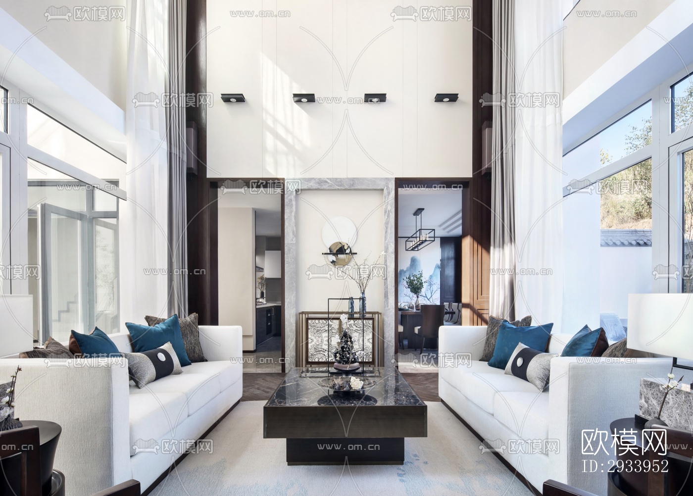 新中式别墅效果图下载（渲染图11）