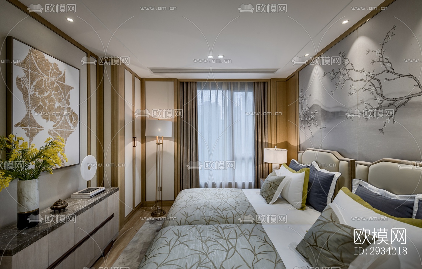 新中式复式效果图下载（渲染图7）