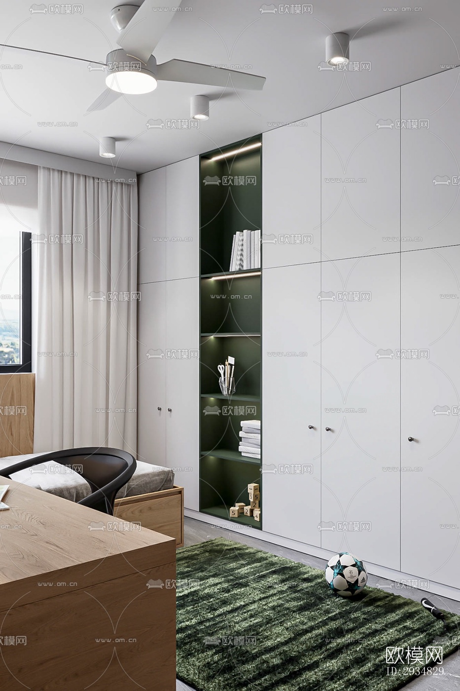 现代平层效果图下载（渲染图11）