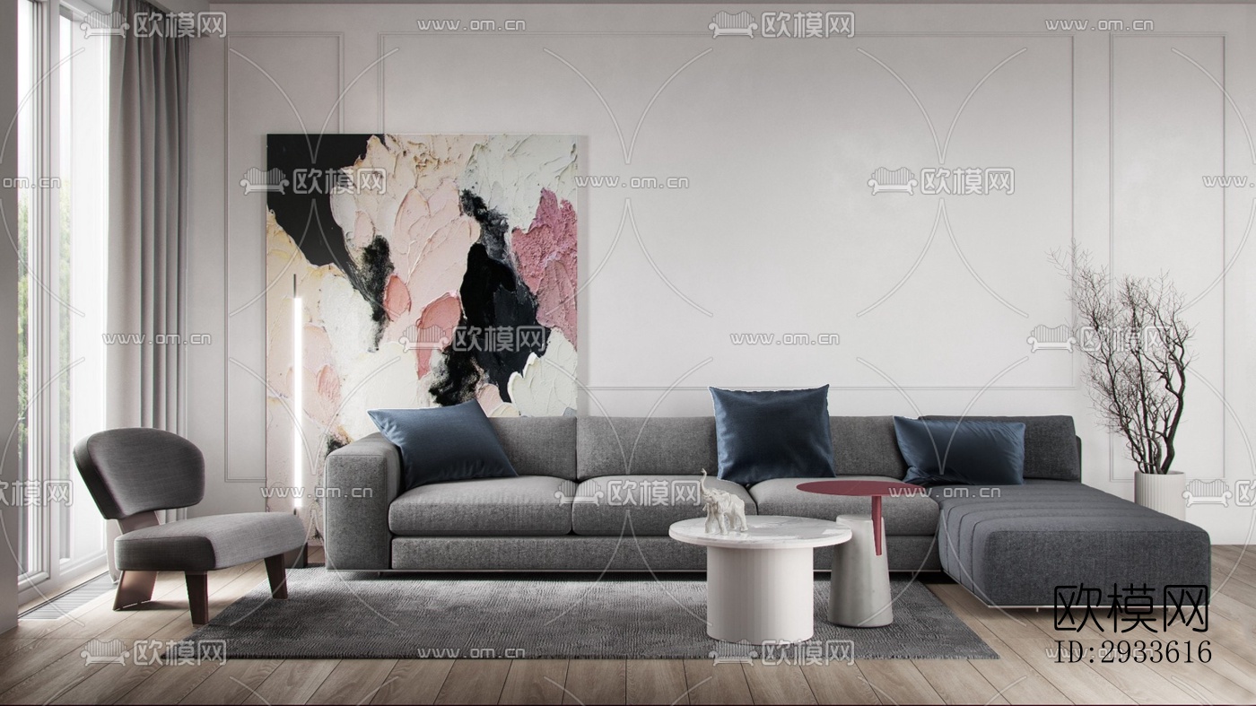 北欧公寓效果图下载（渲染图1）