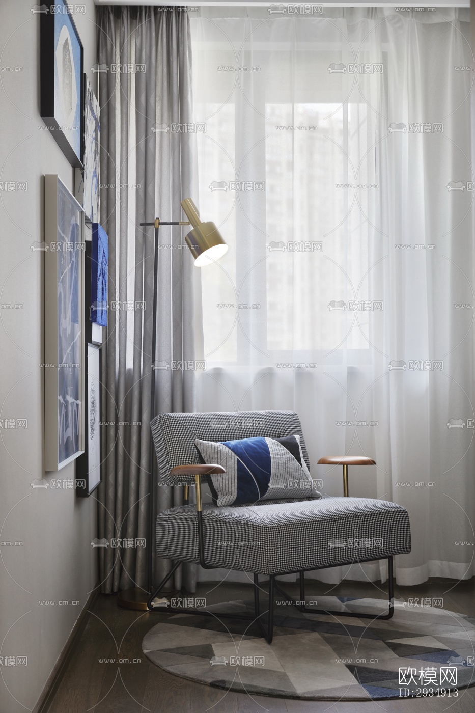 现代平层效果图下载（渲染图13）