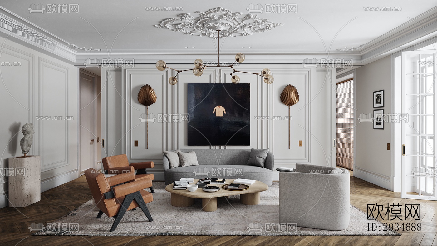 欧式平层效果图下载（渲染图1）