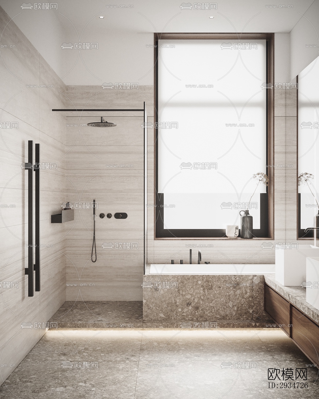 现代平层效果图下载（渲染图15）