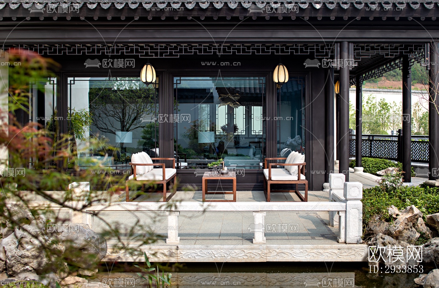 中式别墅效果图下载（渲染图4）