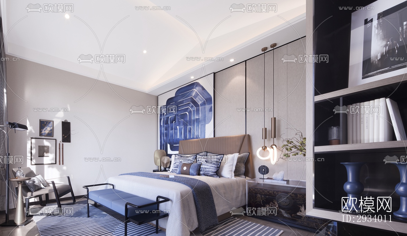 新中式别墅效果图下载（渲染图1）