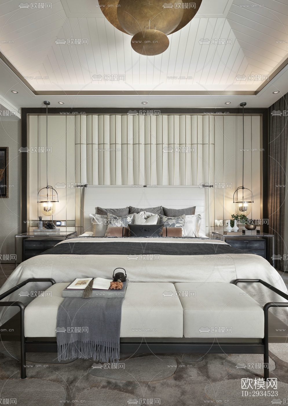 新中式平层效果图下载（渲染图7）