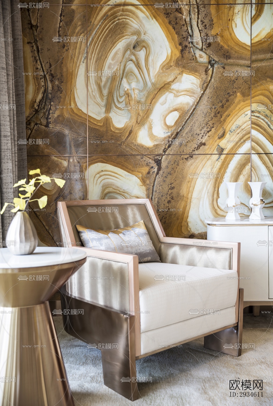 新中式平层效果图下载（渲染图6）